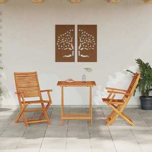 vidaXL Set Bistro Pliabil 3 pcs Maro Lemn Solid de Acacia imagine