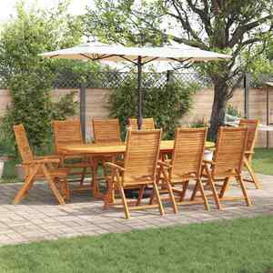 vidaXL Set dining pentru exterior 9 pcs Maro Lemn Solid de Acacia imagine