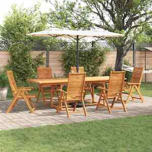 vidaXL Set de masă pentru grădină 7 pcs Maro Lemn Solid de Acacia imagine