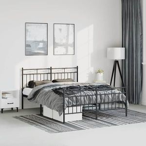 vidaXL Cadru pat metalic cu tăblie de cap/picioare, negru, 135x190 cm imagine