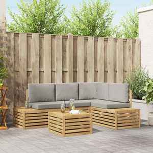 vidaXL Set de canapele de exterior 5 Bucată Alb și gri deschis imagine