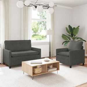 vidaXL Set de canapea 2 pcs Gri închis Țesătură imagine