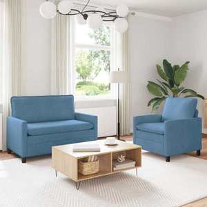 vidaXL Set de canapea 2 pcs albastru Țesătură imagine