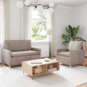 vidaXL Set de canapea 2 pcs Bej Poliester imagine