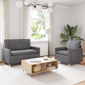 vidaXL Set de canapea 2 pcs Gri deschis Poliester imagine