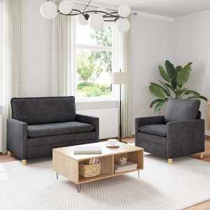 vidaXL Set de canapea 2 pcs Gri închis Poliester imagine