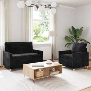 vidaXL Set de canapea 2 pcs Negru Poliester imagine