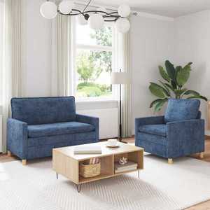 vidaXL Set de canapea 2 pcs albastru Poliester imagine