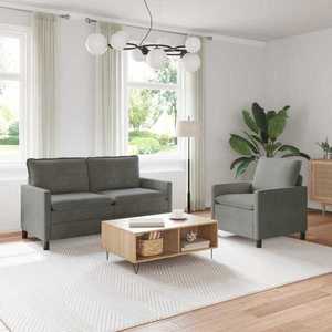 vidaXL Set de canapea 2 pcs Gri deschis Țesătură imagine