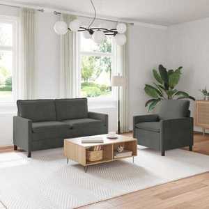 vidaXL Set de canapea 2 pcs Gri închis Țesătură imagine