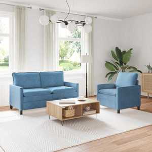 vidaXL Set de canapea 2 pcs albastru Țesătură imagine