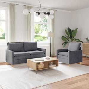 vidaXL Set de canapea 2 pcs Gri deschis Poliester imagine