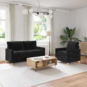 vidaXL Set de canapea 2 pcs Negru Poliester imagine