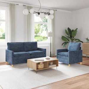 vidaXL Set de canapea 2 pcs albastru Poliester imagine