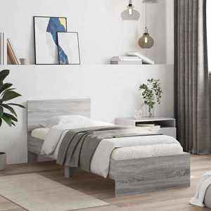 vidaXL Cadru de Pat cu Tăblie Sonoma gri 80 x 200 cm Lemn prelucrat imagine
