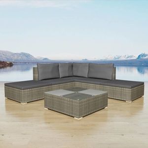 vidaXL Set mobilier de grădină cu perne, 6 piese, gri, poliratan imagine