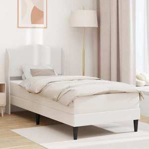 vidaXL Cadru de pat cu headboard Alb 80 x 200 cm Piele artificială imagine