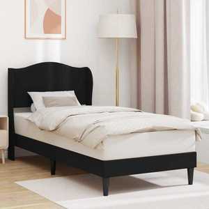 vidaXL Cadru de pat cu headboard Negru 90 x 200 cm Piele artificială imagine