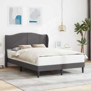 vidaXL Cadru de pat cu headboard Gri 120 x 190 cm Piele artificială imagine