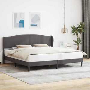 vidaXL Cadru de pat cu headboard Gri 200 x 200 cm Piele artificială imagine