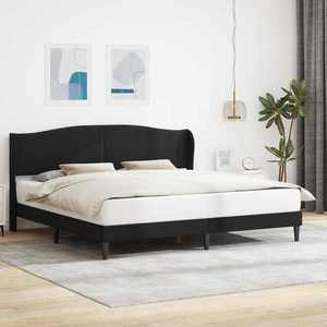 vidaXL Cadru de pat cu headboard Negru 200 x 200 cm Piele artificială imagine