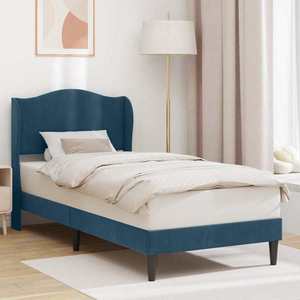 vidaXL Cadru de pat cu headboard albastru 90 x 190 cm Catifea imagine