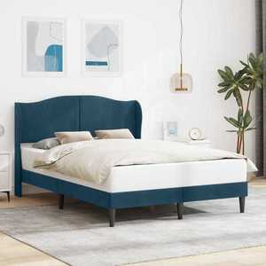 vidaXL Cadru de pat cu headboard albastru 140 x 190 cm Catifea imagine