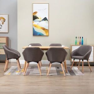 vidaXL Scaune de sufragerie, 6 buc., gri taupe, material textil imagine