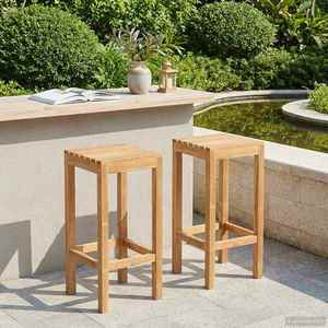 vidaXL Scaun de bar 2 pcs Maro Lemn solid de tec imagine