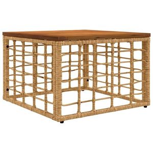 vidaXL Masă de Grădină natural 55 x 55 x 37 cm Ratan PE și sticlă imagine