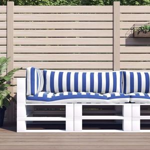vidaXL Perne pentru exterior 3 pcs Albastru și Alb 103 x 58 x 10 cm imagine