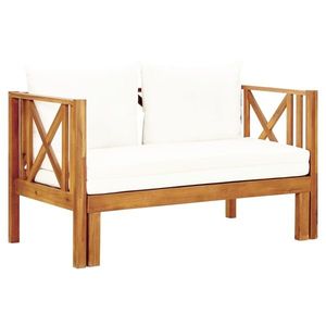 vidaXL Bancă grădină cu 2 locuri & perne, 122 cm, lemn masiv acacia imagine