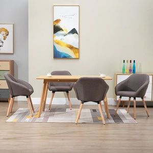 vidaXL Scaune de bucătărie, 4 buc., gri taupe, material textil imagine