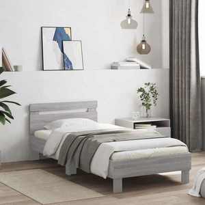 vidaXL Cadru de pat cu LED Sonoma gri 80 x 200 cm Lemn prelucrat imagine