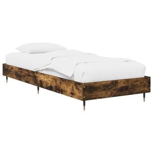 vidaXL Cadru de pat Stejar fumuriu 80 x 200 cm Lemn prelucrat imagine