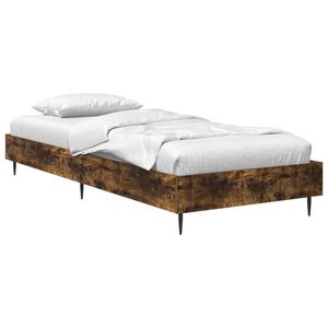 vidaXL Cadru de pat Stejar fumuriu 80 x 200 cm Lemn prelucrat imagine