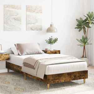 vidaXL Cadru de pat Stejar fumuriu 80 x 200 cm Lemn prelucrat imagine