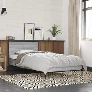 vidaXL Cadru de Pat cu Tăblie Sonoma gri 80 x 200 cm Lemn prelucrat imagine
