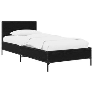 vidaXL Cadru de Pat cu Tăblie Stejar Negru 80 x 200 cm Lemn prelucrat imagine