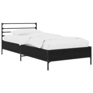 vidaXL Cadru de pat Stejar Negru 80 x 200 cm Lemn prelucrat imagine