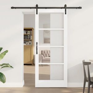 vidaXL Ușă glisantă ORKDAL Alb și negru 83 x 202 cm imagine
