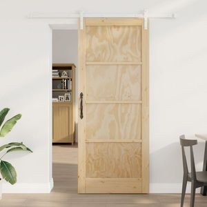 vidaXL Ușă glisantă Natural și Alb 86 x 211 cm Lemn masiv de pin imagine