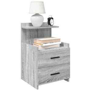 vidaXL Noptiere 2 buc. cu 2 sertare gri Sonoma 40x36, 5x62 cm imagine