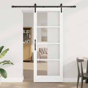 vidaXL Ușă glisantă ORKDAL Alb și negru 83 x 211 cm imagine