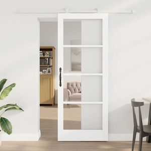 vidaXL Ușă glisantă ORKDAL Alb 83 x 211 cm Lemn masiv de pin și sticlă imagine
