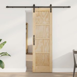 vidaXL Ușă glisantă Natural și Negru 61 x 198, 5 cm Lemn masiv de pin imagine