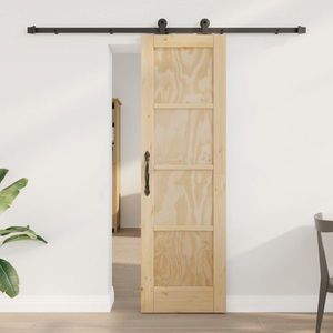 vidaXL Ușă glisantă Natural și Negru 61 x 198, 5 cm Lemn masiv de pin imagine
