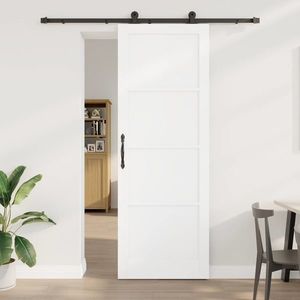 vidaXL Ușă glisantă Alb și negru 83 x 232 cm Lemn masiv de pin imagine