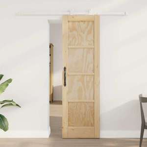 vidaXL Ușă glisantă Natural și Alb 61 x 198, 5 cm Lemn masiv de pin imagine