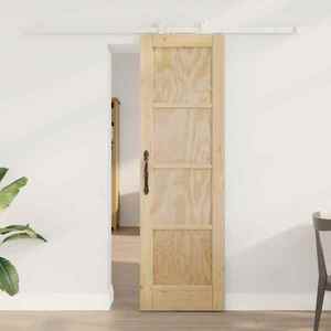 vidaXL Ușă glisantă Natural și Alb 61 x 198, 5 cm Lemn masiv de pin imagine